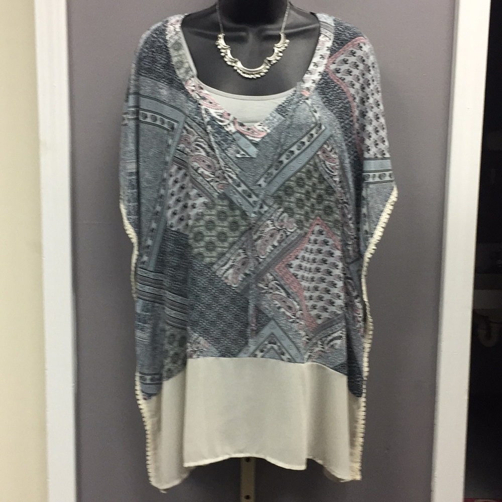 Printed sheer tunic